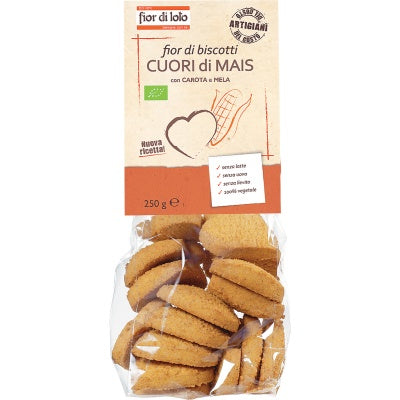 FIOR DI BISCOTTI CUORI MAIS CAROTA MELA 250G