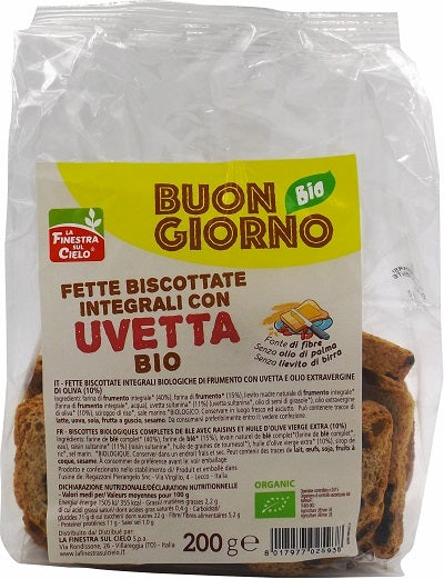 FETTE BISCOTTATE INTEGRALI UVETTA 200G