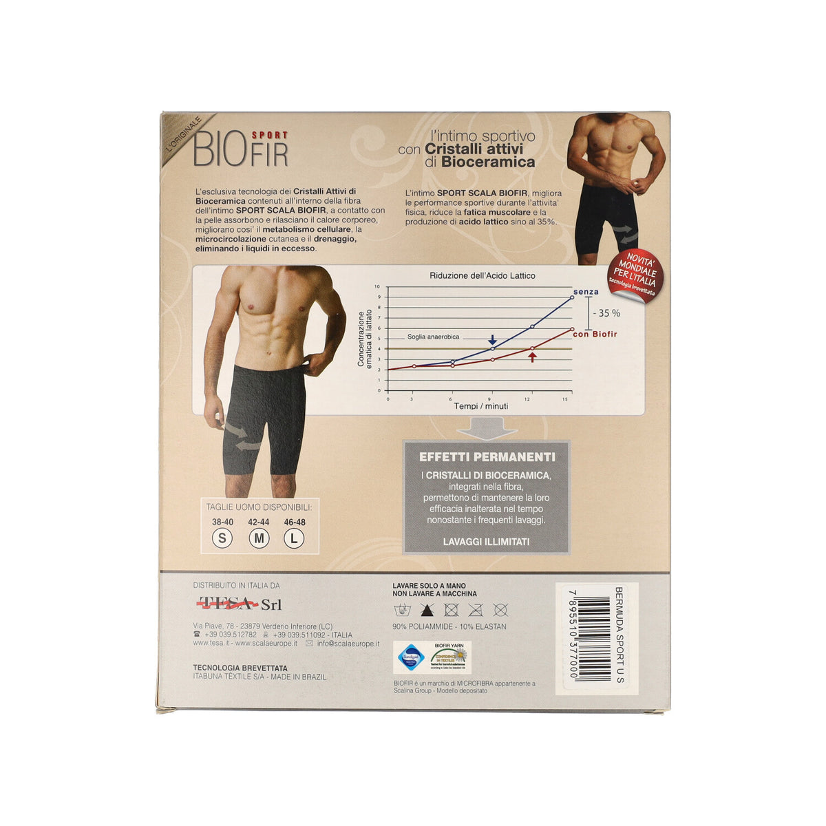 BERMUDA BIOFIR SPORT UOMO NERO - S