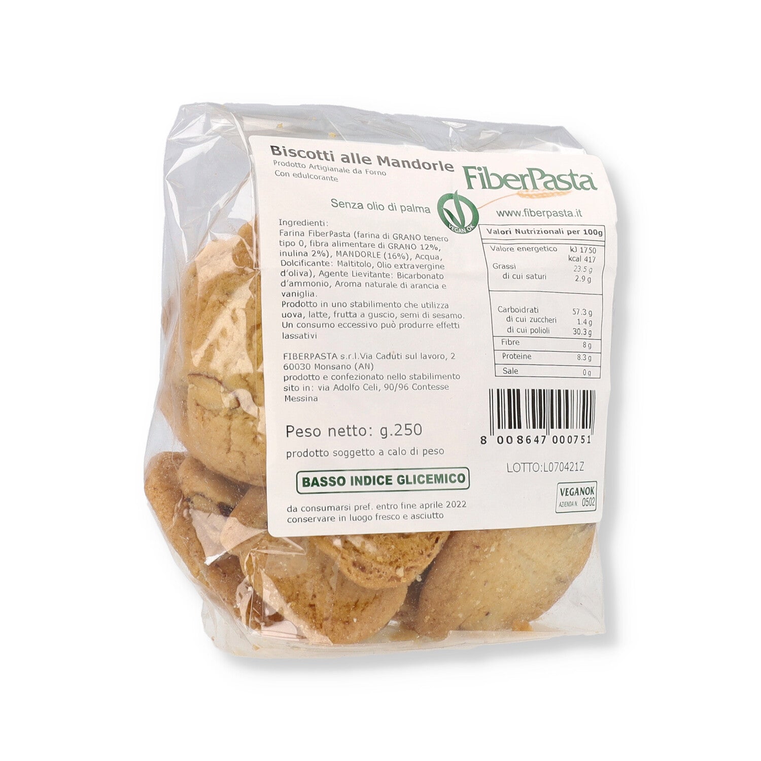 FIBERPASTA BISCOTTI MANDORLE - 250G