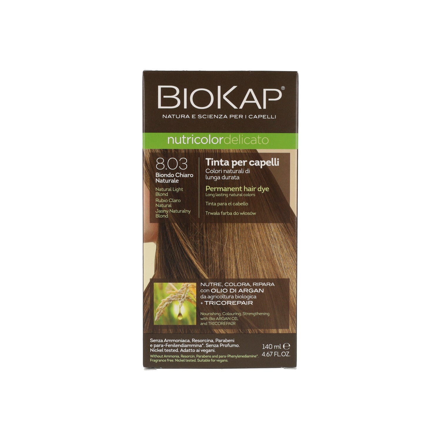 BIOKAP NUTRICOLOR DELICATO 8,03 BIONDO CHIARO NATURALE