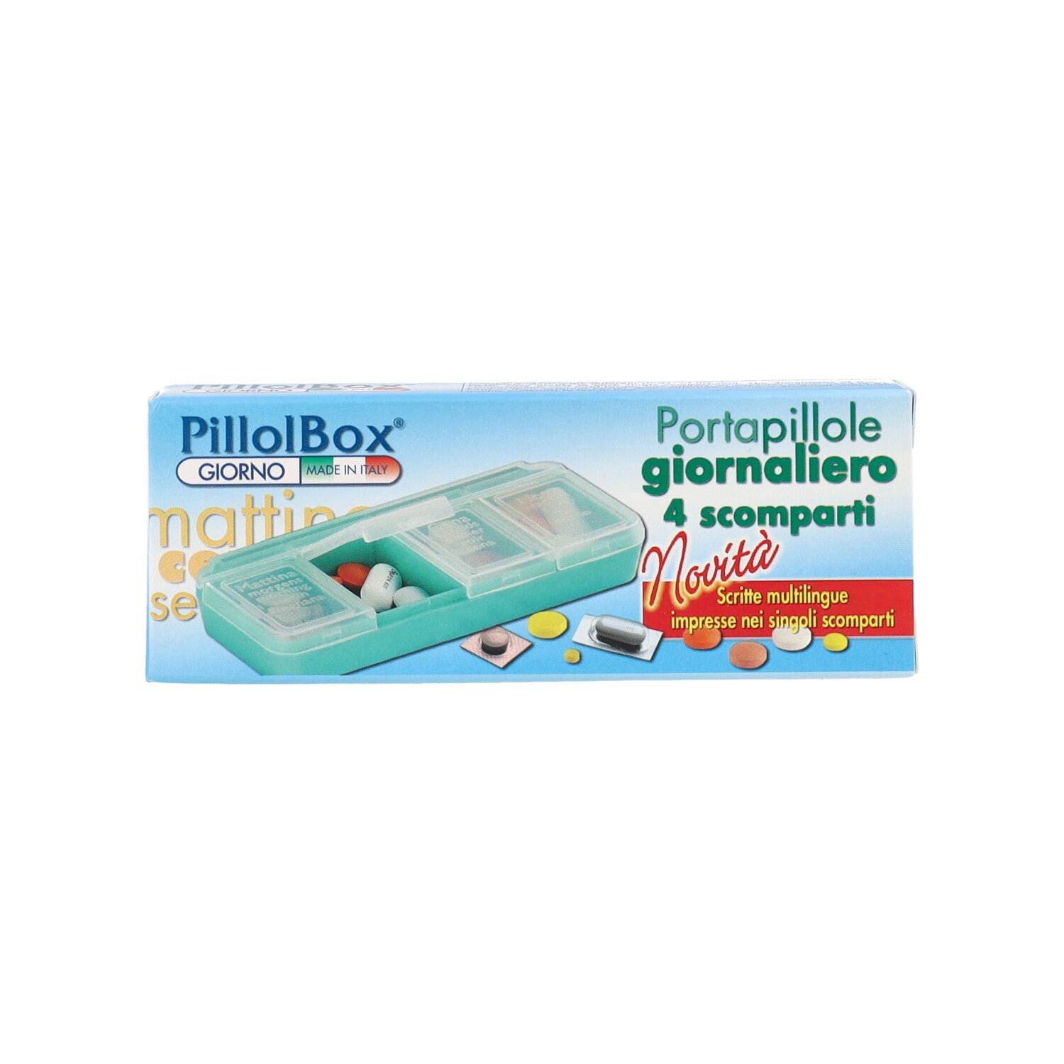 PILLOLBOX PORTAPILLOLE GIORNALIERO CON 4 SCOMPARTI