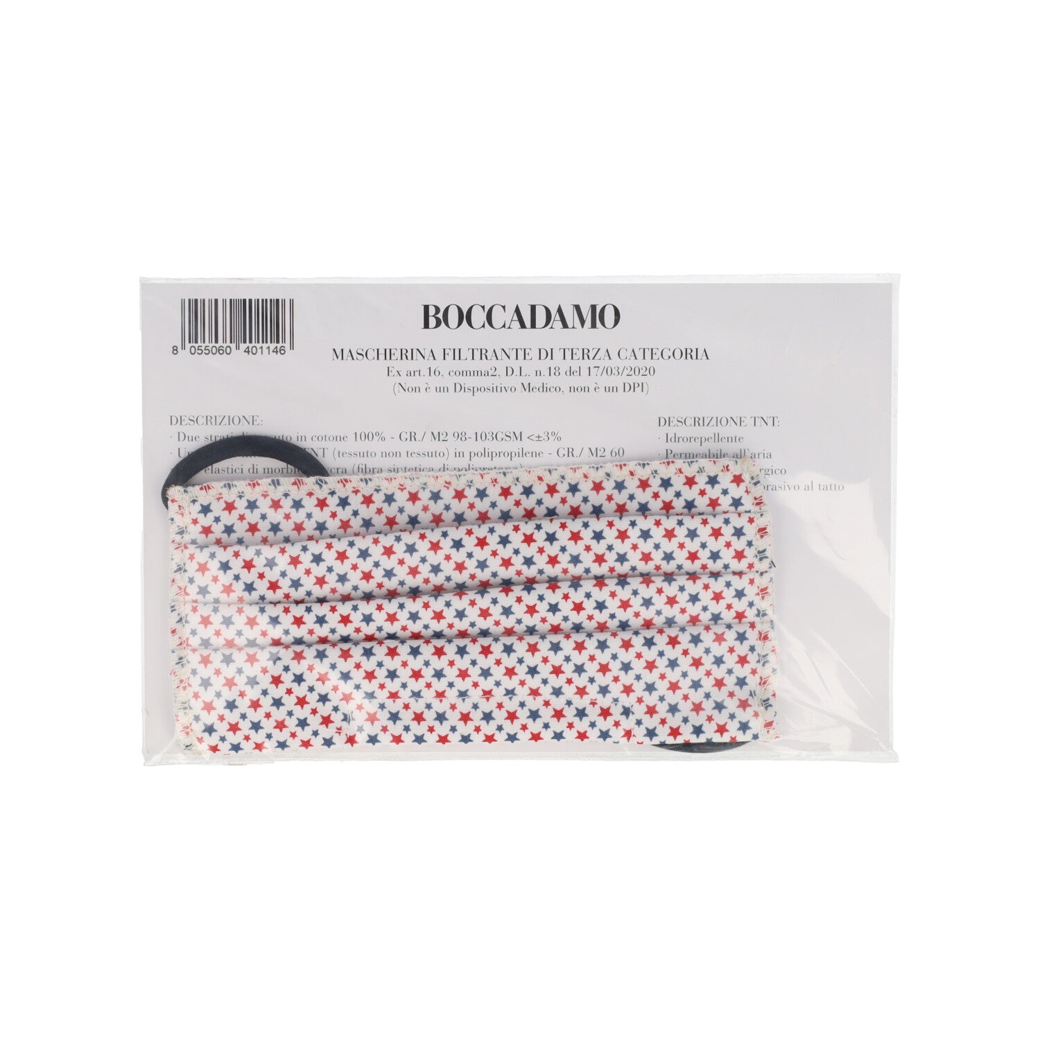MASCHERINA LAV USO CIV 1PZ BIANCA PEDIATRICO STELLE AZZ/ROSSE BOCCADAMO