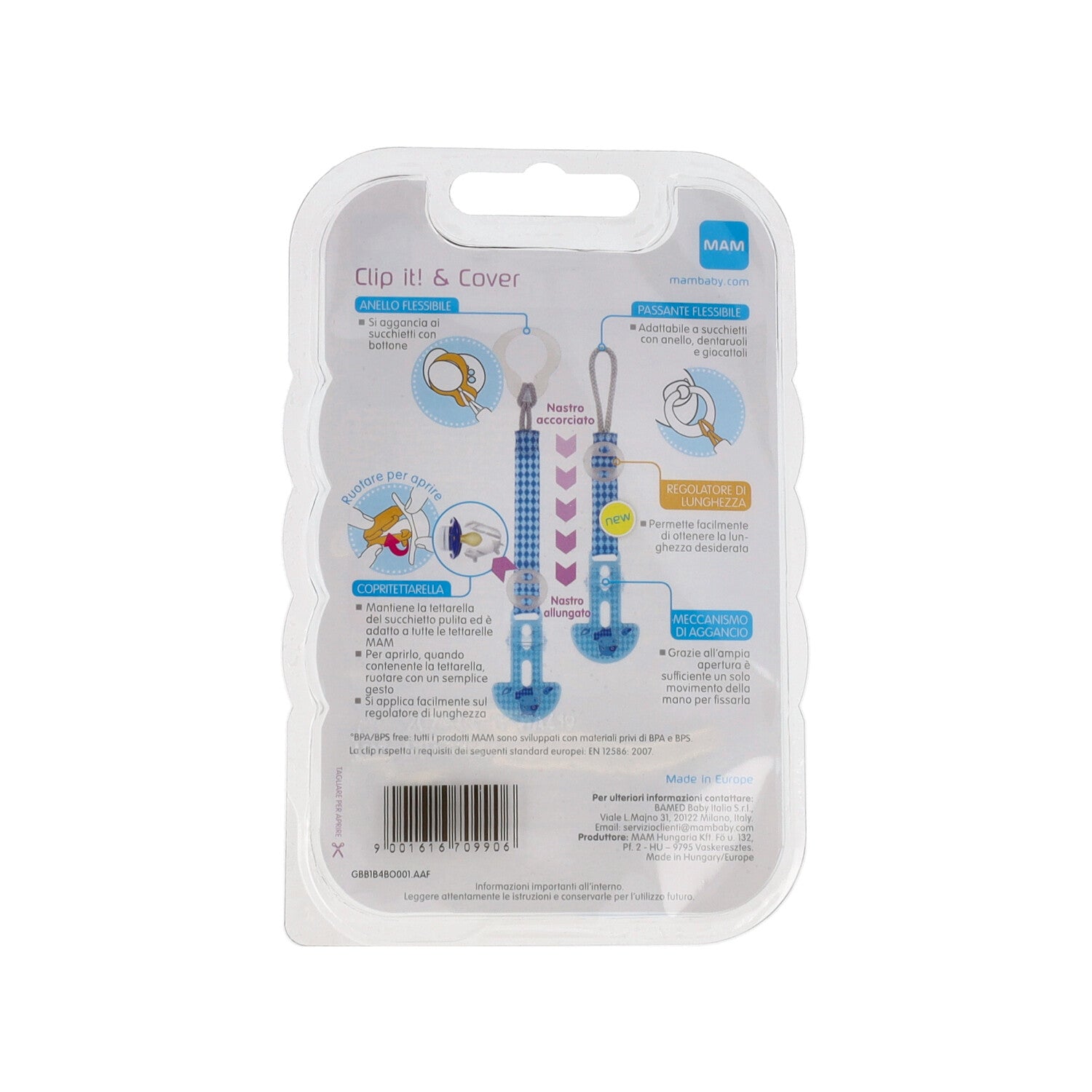 MAM CLIP IT & COVER PORTASUCCHIETTO MASCHIO 4+