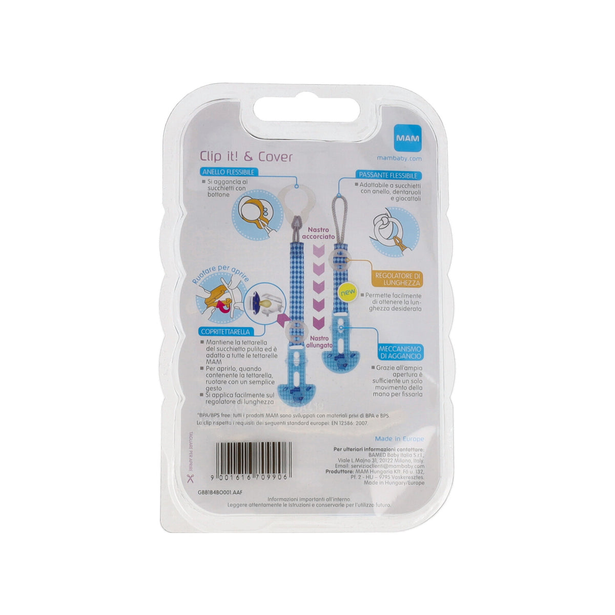 MAM CLIP IT & COVER PORTASUCCHIETTO MASCHIO 4+