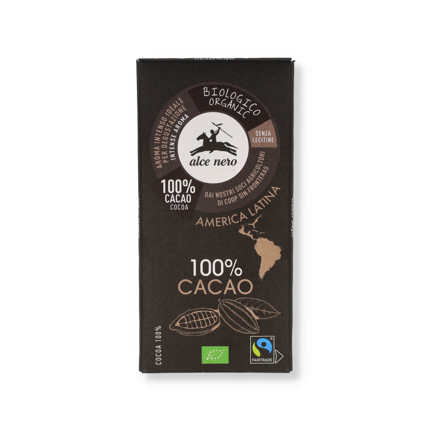 ALCE NERO TAVOLETTA CIOCCOLATO EXTRA FONDENTE 100% 50G