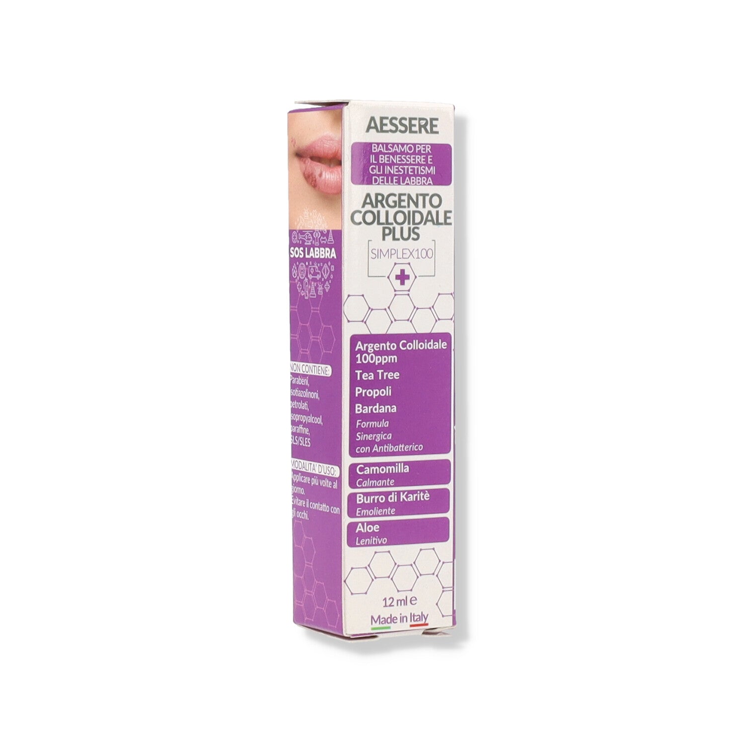 AESSERE ARGENTO COLLOIDALE PLUS BALSAMO LABBRA SIMPLEX 100PPM 12ML