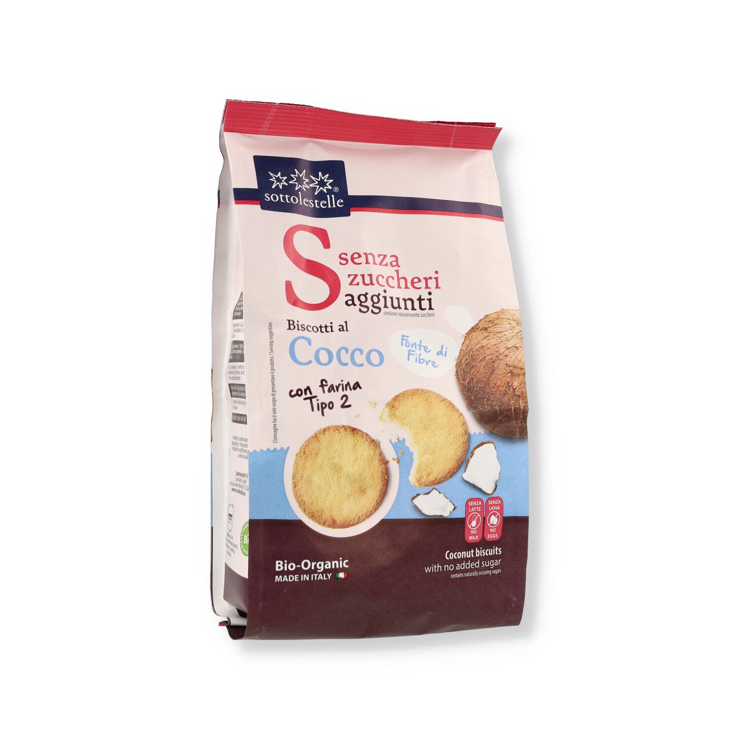 BISCOTTI CON FARINA TIPO 2 AL COCCO SENZA ZUCCHERO 250G