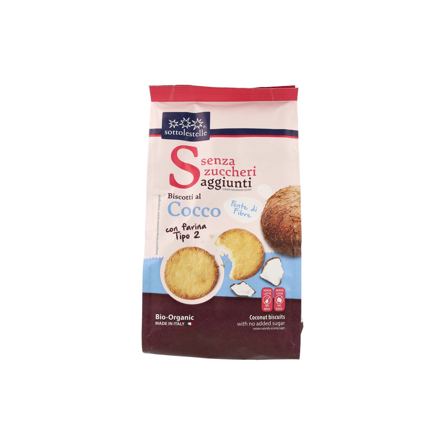 BISCOTTI CON FARINA TIPO 2 AL COCCO SENZA ZUCCHERO 250G