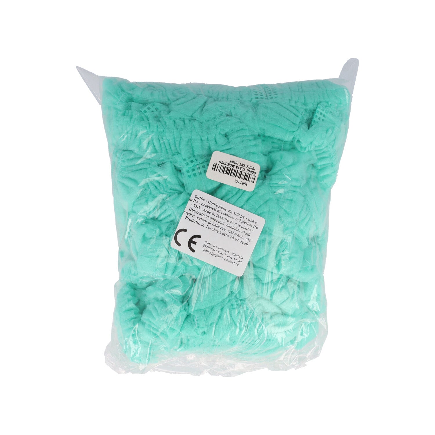 COPRI TESTA MONOUSO 100PZ TNT (CUFFIA) VERDE C/ELASTICO