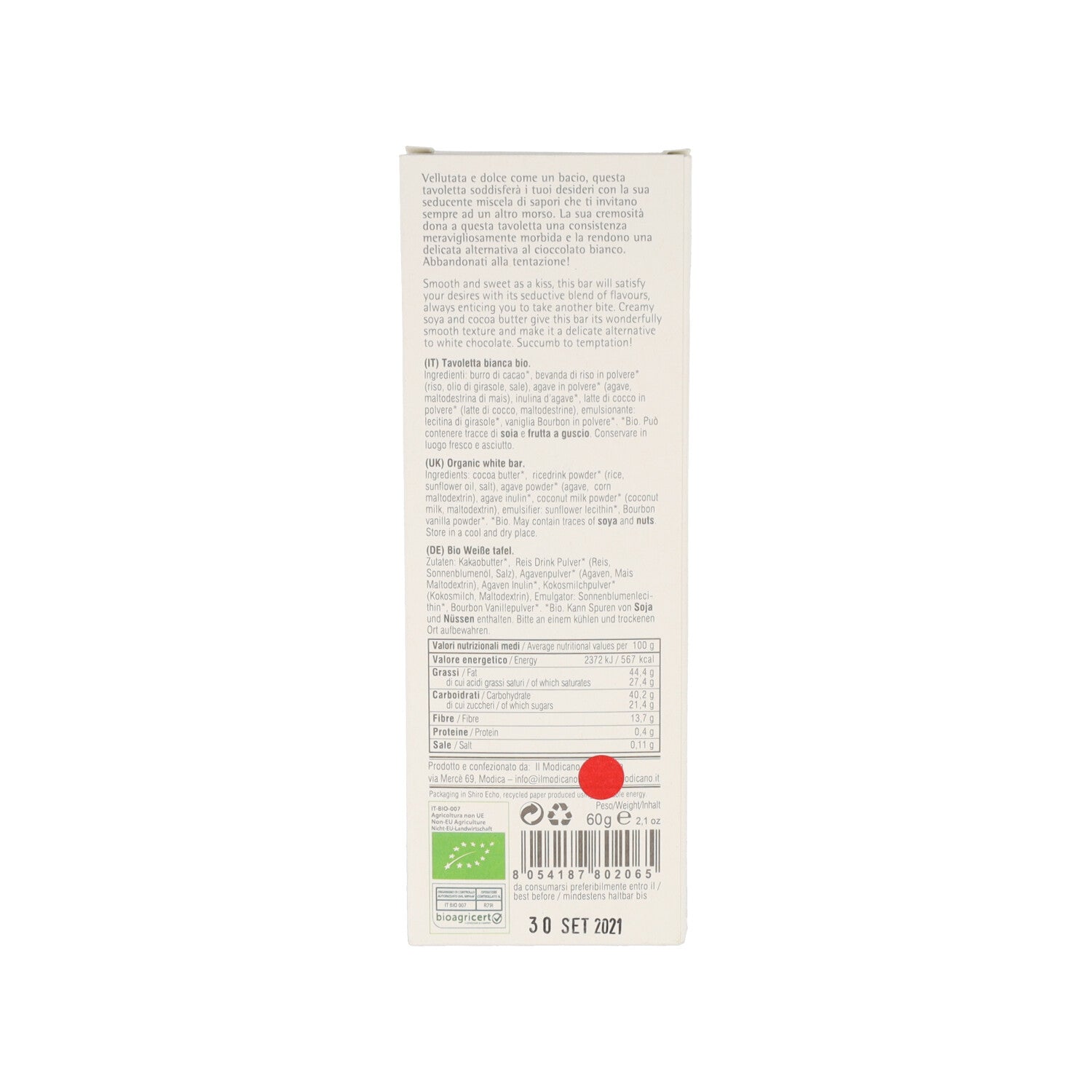 BIANCO VEGANO CIOCCOLATO 60G