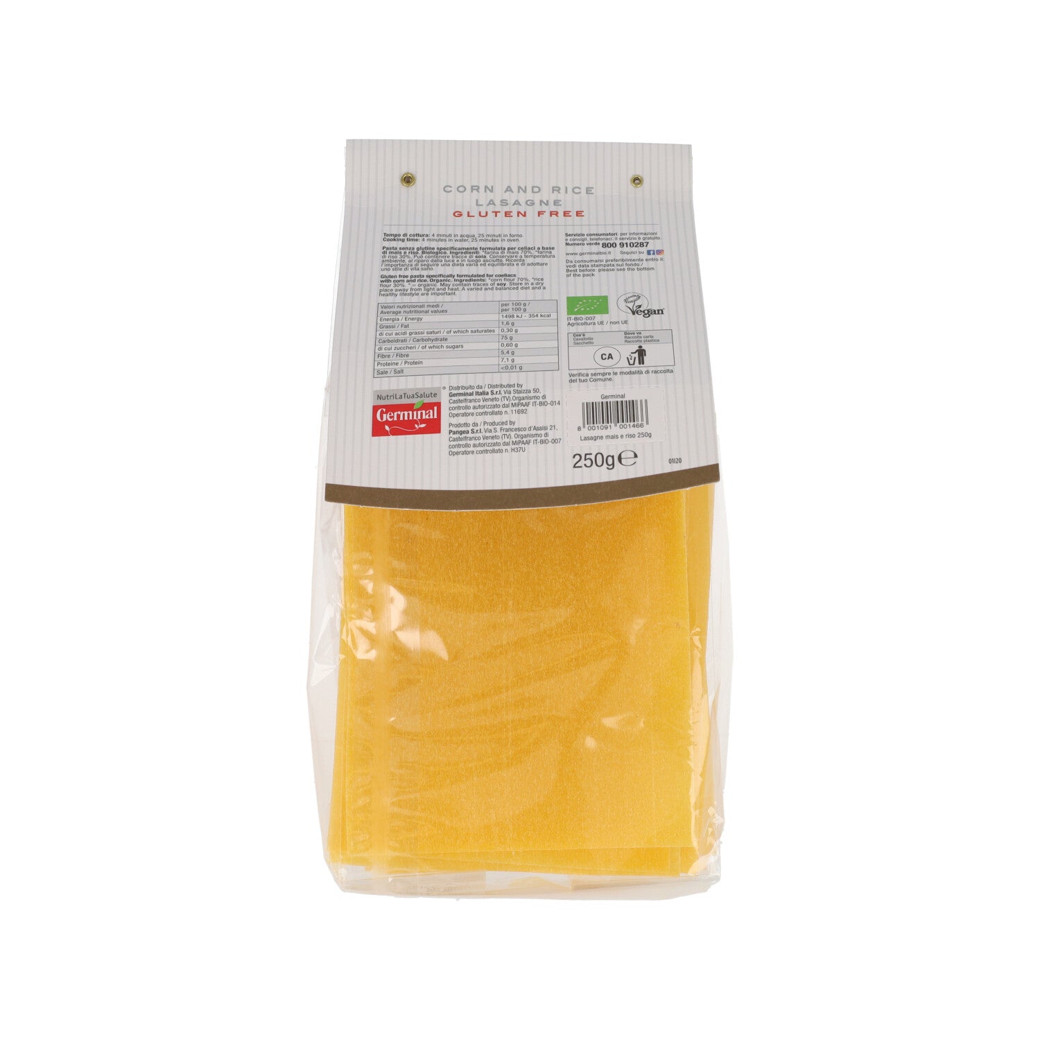 GERMINAL LASAGNE MAIS E RISO 250G