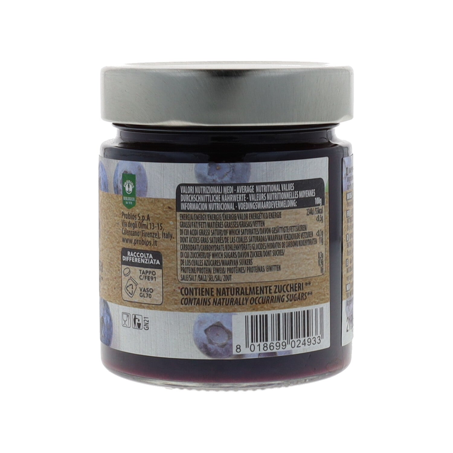 COMPOSTA 100% MIRTILLO SENZA ZUCCHERI AGGIUNTI 215G