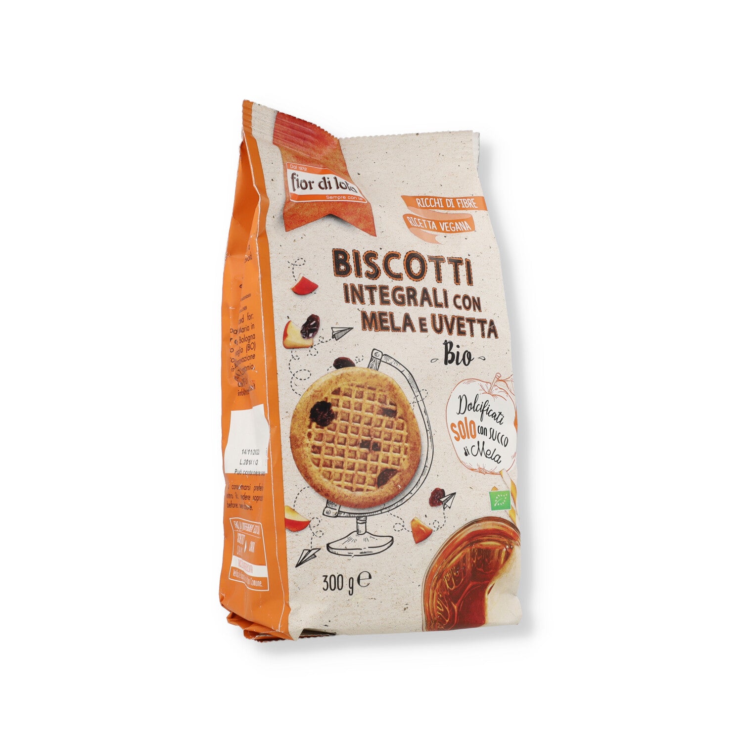 BISCOTTI INTEGRALI MELA E UVETTA 300G