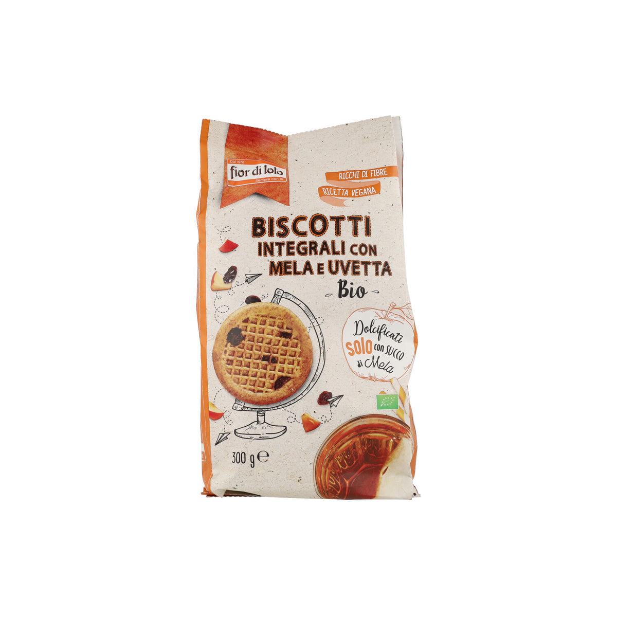 BISCOTTI INTEGRALI MELA E UVETTA 300G