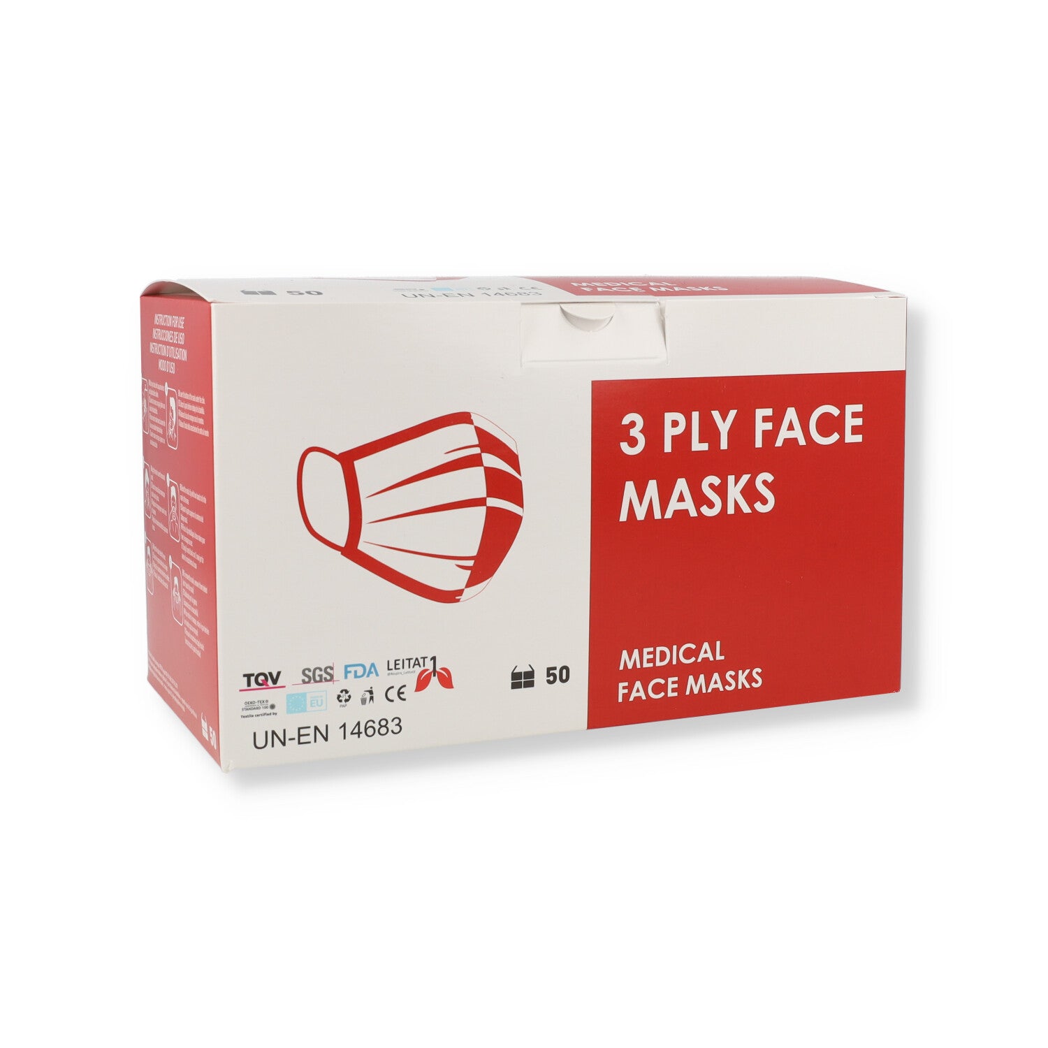 MASCHERINA 3VELI BOX - 50 PZ ROSSA ADULTI
