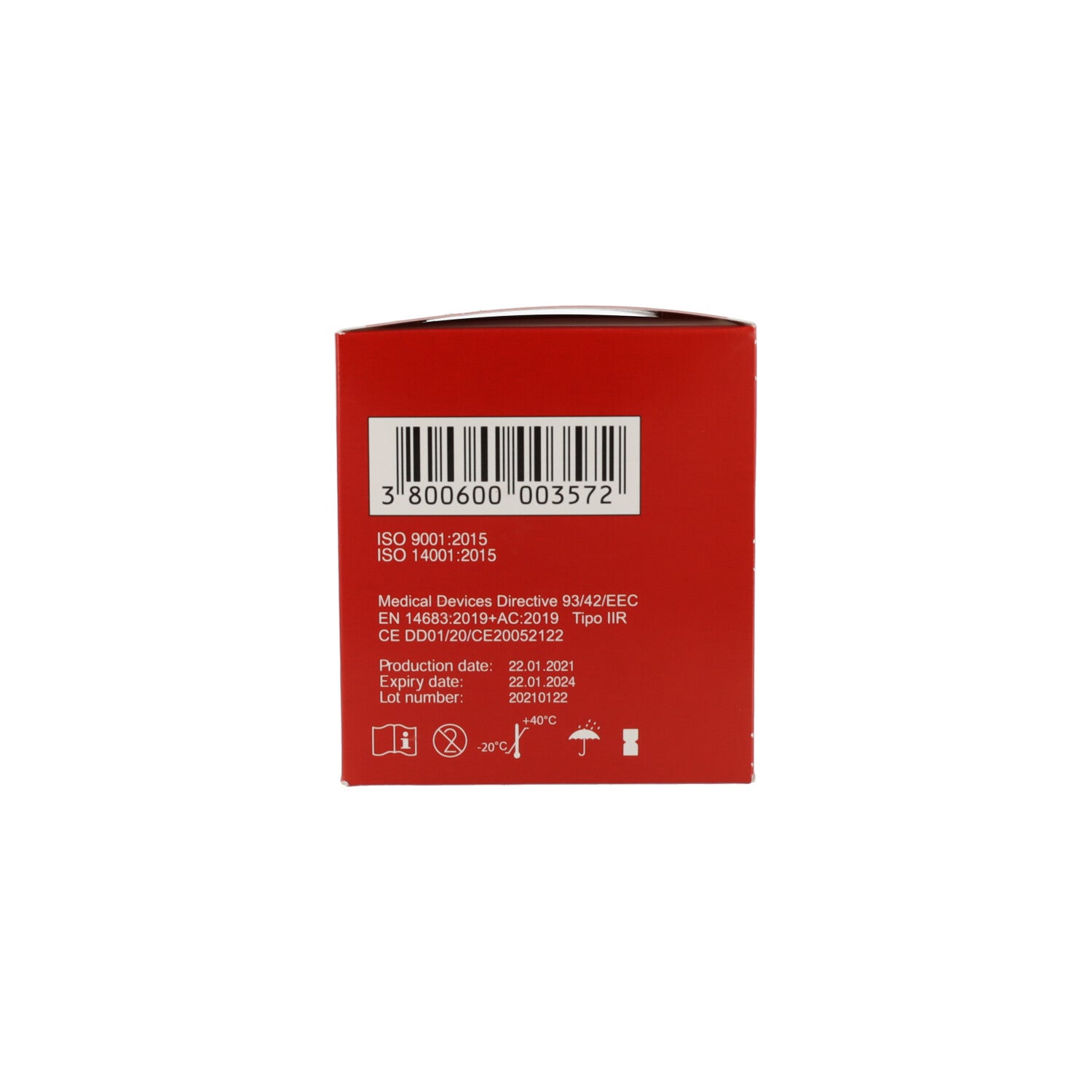 MASCHERINA 3VELI BOX - 50 PZ ROSSA ADULTI