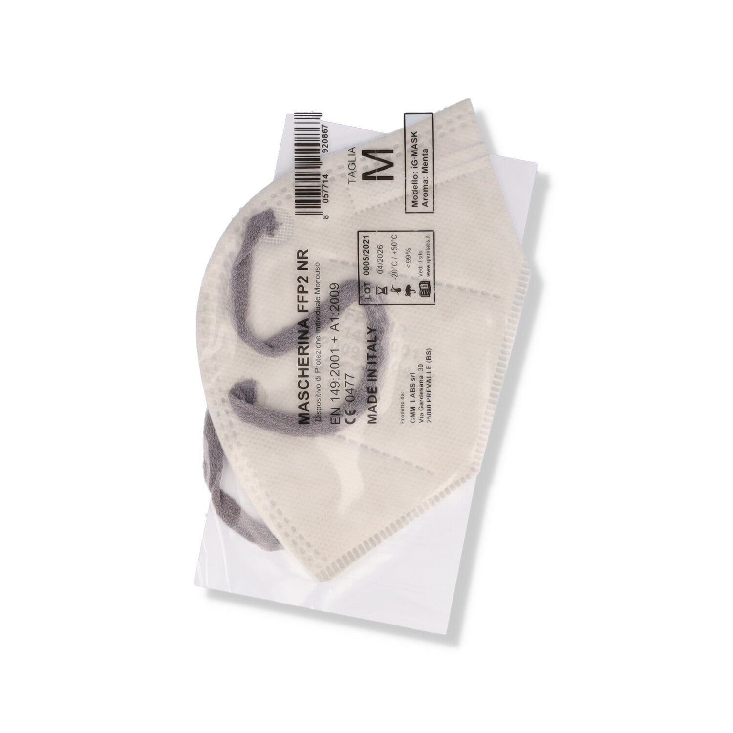 MASCHERINA FFP2 NR 1PZ GRIGIO CH M IG MASK (EKIPLABS) - DPI