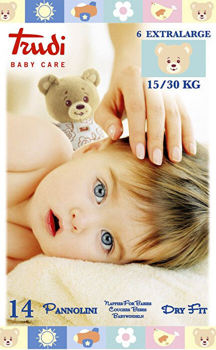 TRUDI BABY CARE 14 PANNOLINI DRY FIT XL 15/30 KG