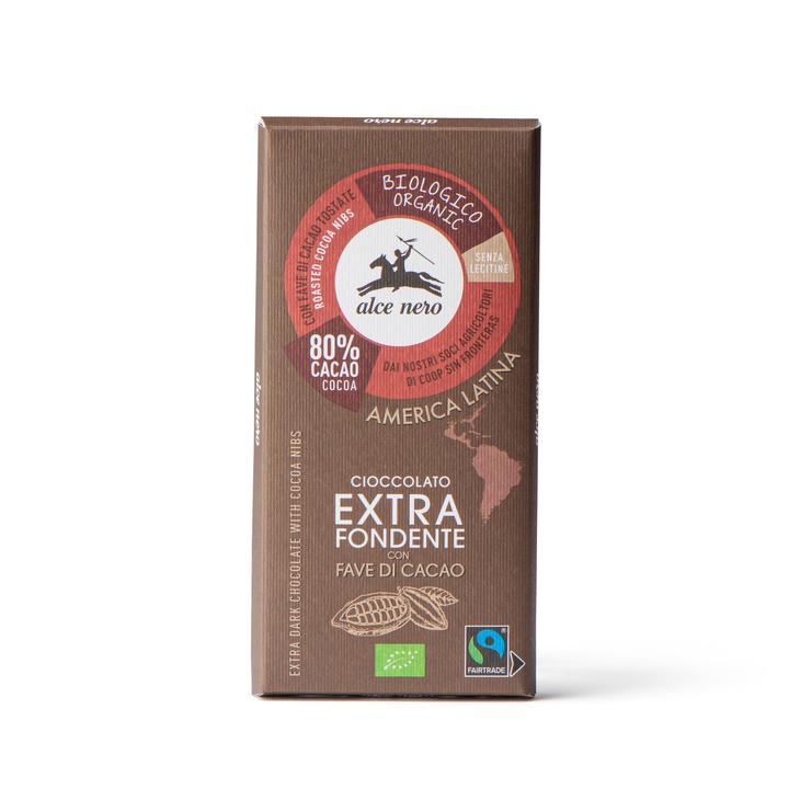 ALCE NERO TAVOLETTA CIOCCOLATO EXTRAFONDENTE CON FAVE DI CACAO
