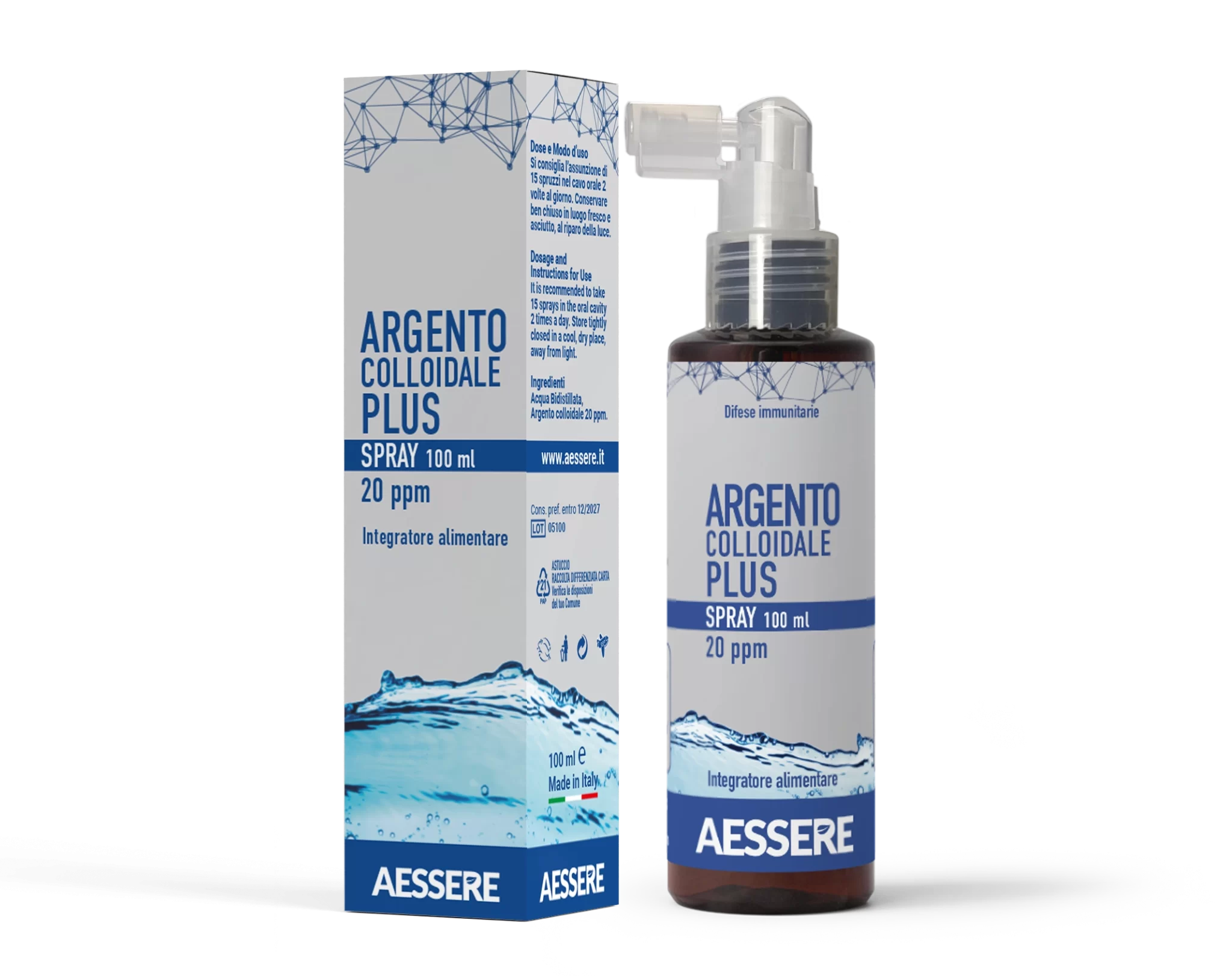 AESSERE ARGENTO COLLOIDALE PLUS 20PPM SPRAY NASALE 100ML