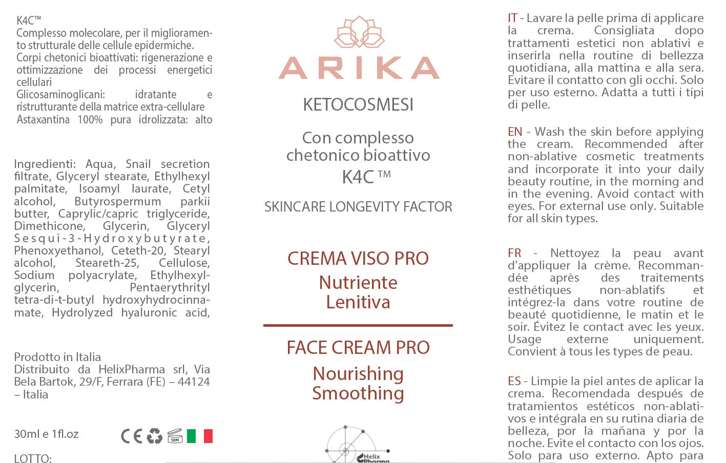 CREMA VISO ARIKA PRO 30ML