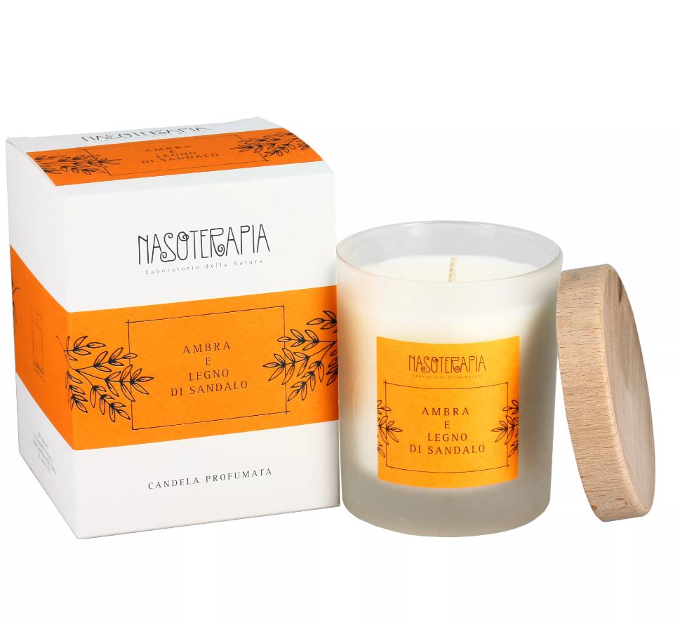 CANDELA NASOTERAPIA AMBRA E LEGNO DI SANDALO 180GR