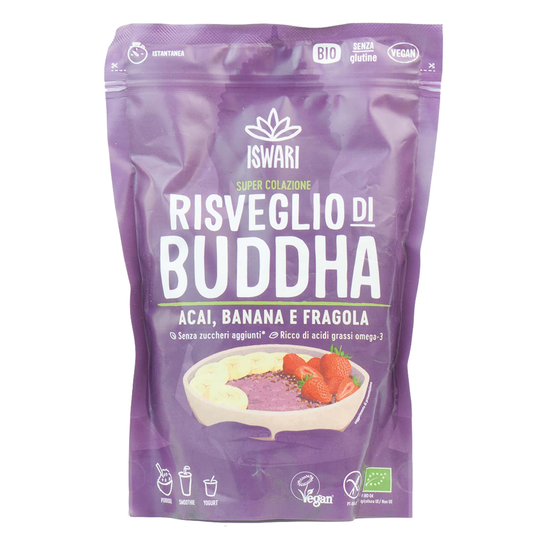 ISWARI RISVEGLIO DI BUDDHA BIO ACAI, FRAGOLA E BANANA 360GR