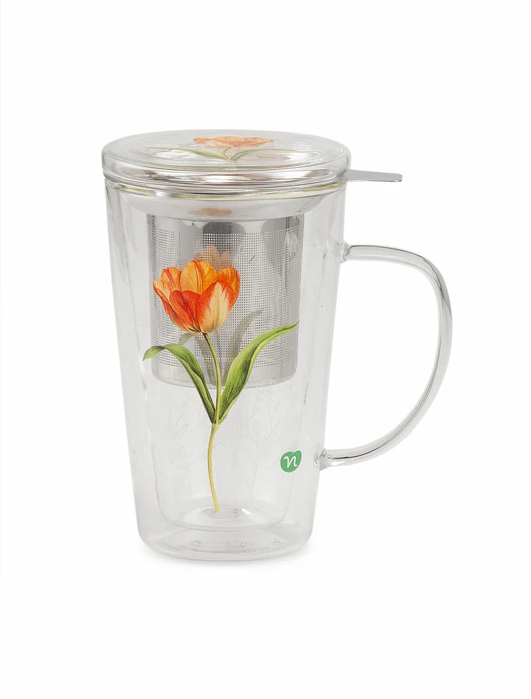 INFUSIERA TULIPANO GIALLO IN VETRO CON FILTRO 300ML