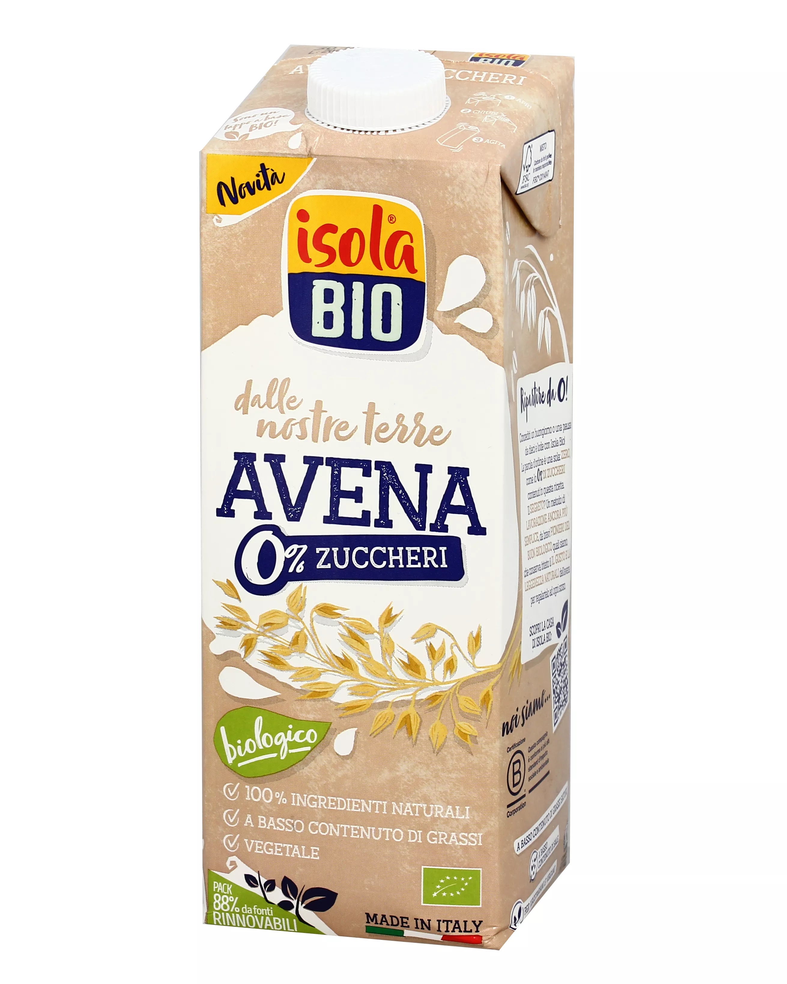 ISOLA BIO BEVANDA AVENA ZERO ZUCCHERI 1L