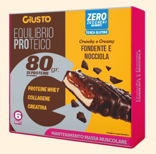GIUSTO BARRETTA PROTEICA CIOCCOLATO E NOCCIOLA 6 PEZZI