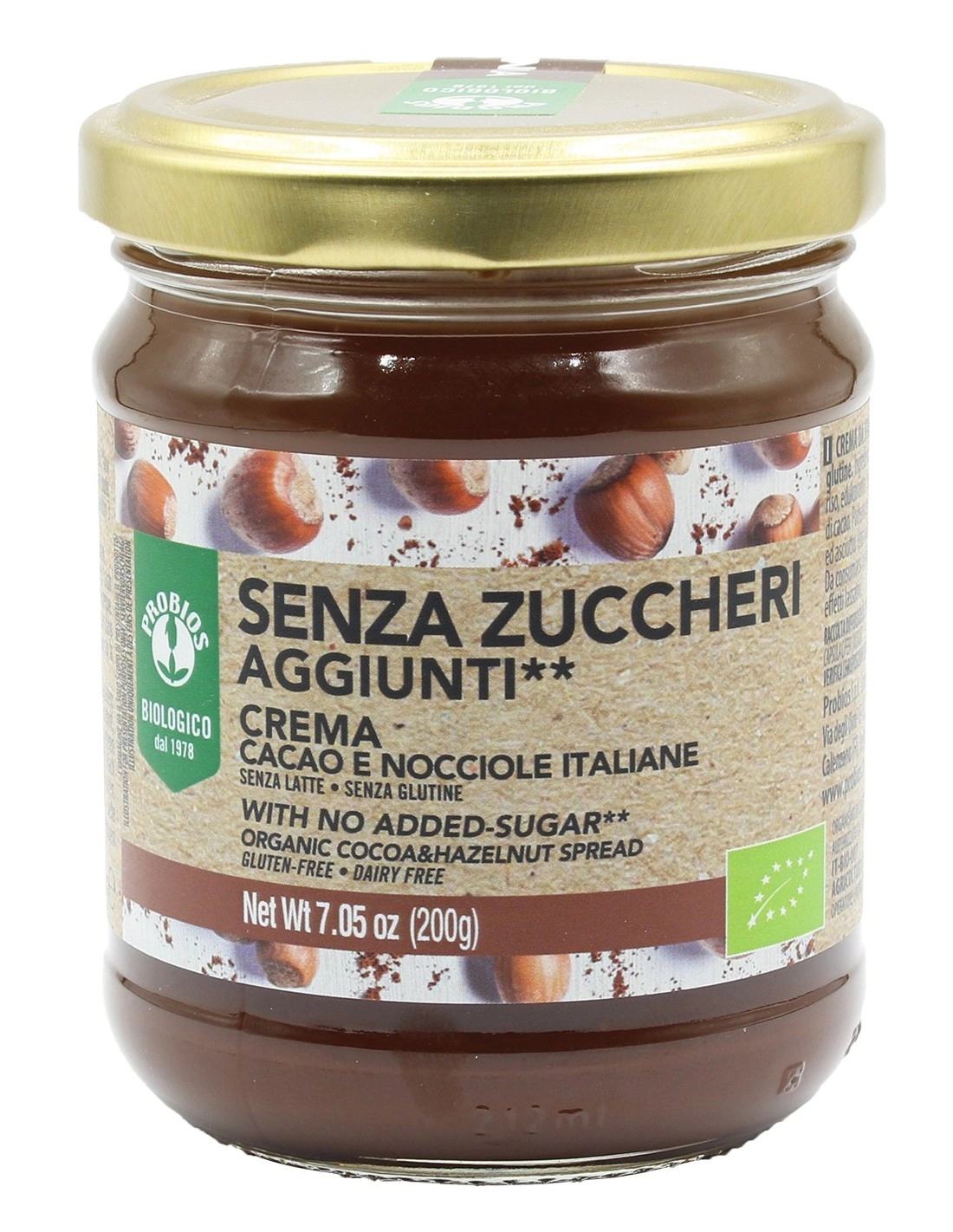 CREMA SPALMABILE CACAO NOCCIOLE SENZA ZUCCHERI AGGIUNTI 200G