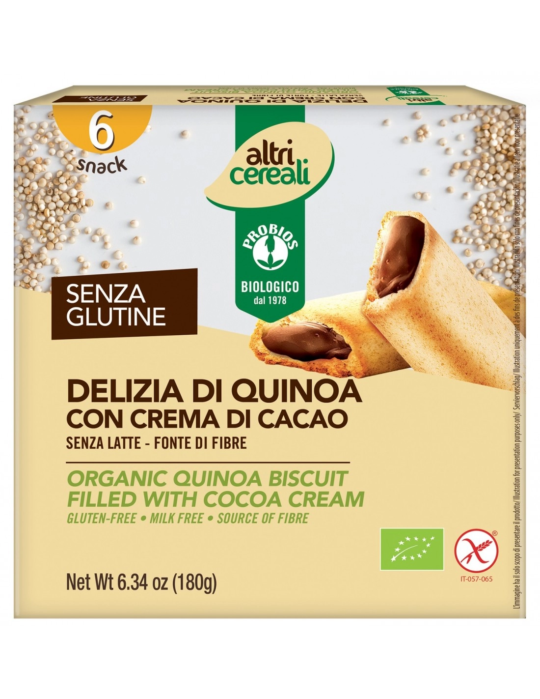 DELIZIA QUINOA CON CREMA AL CACAO 180G