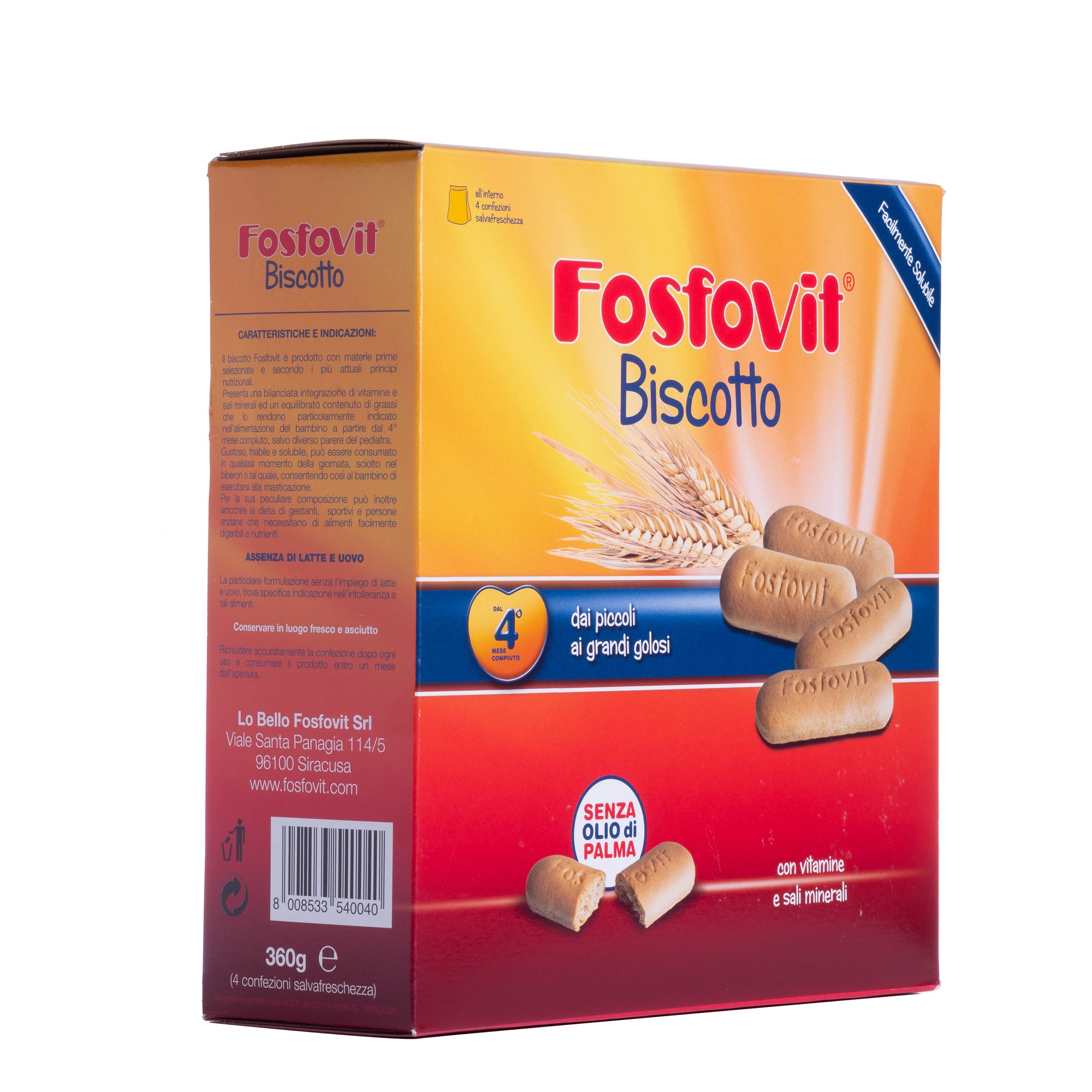 FOSFOVIT BISCOTTI SENZA LATTE SENZA UOVA 360GR