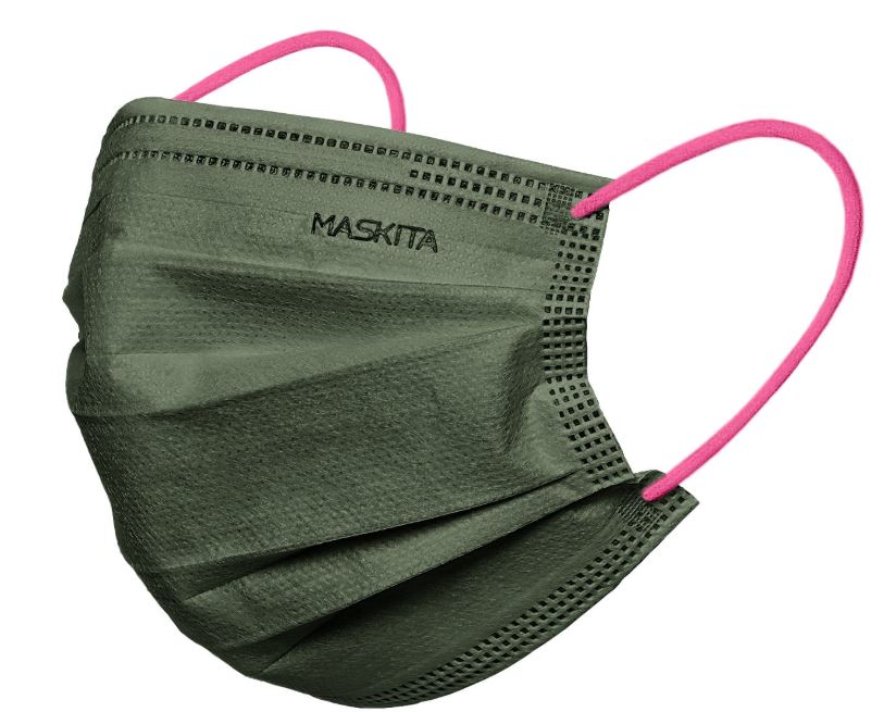 MASCHERINA 3VELI OLIVA ELASTICI FUCSIA FLUO MASKITA 10 PEZZI