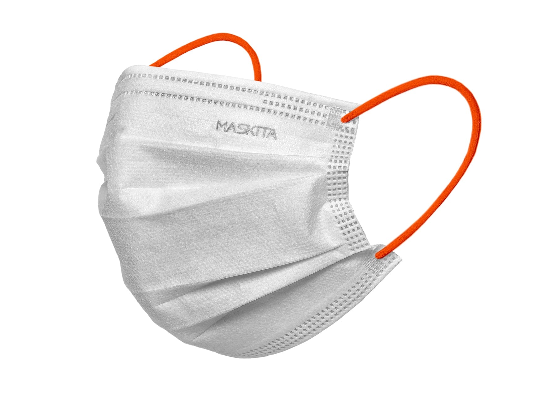 MASCHERINA 3 VELI 10 PEZZI BIANCA ELASTICO ARANCIO FLUO MASKITA - DM
