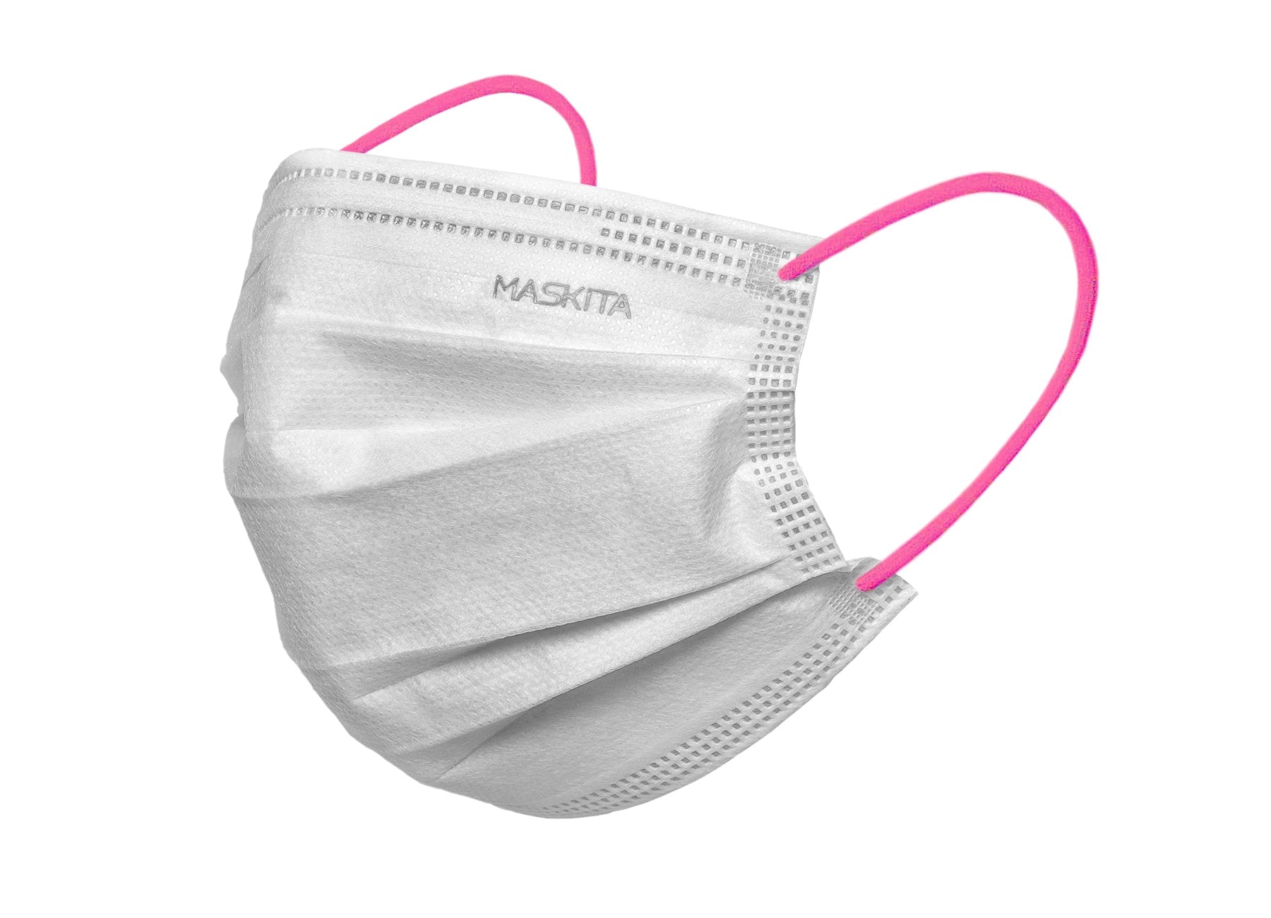 MASCHERINA 3 VELI 10 PEZZI BIANCA ELASTICI FUCSIA FLUO MASKITA - DM