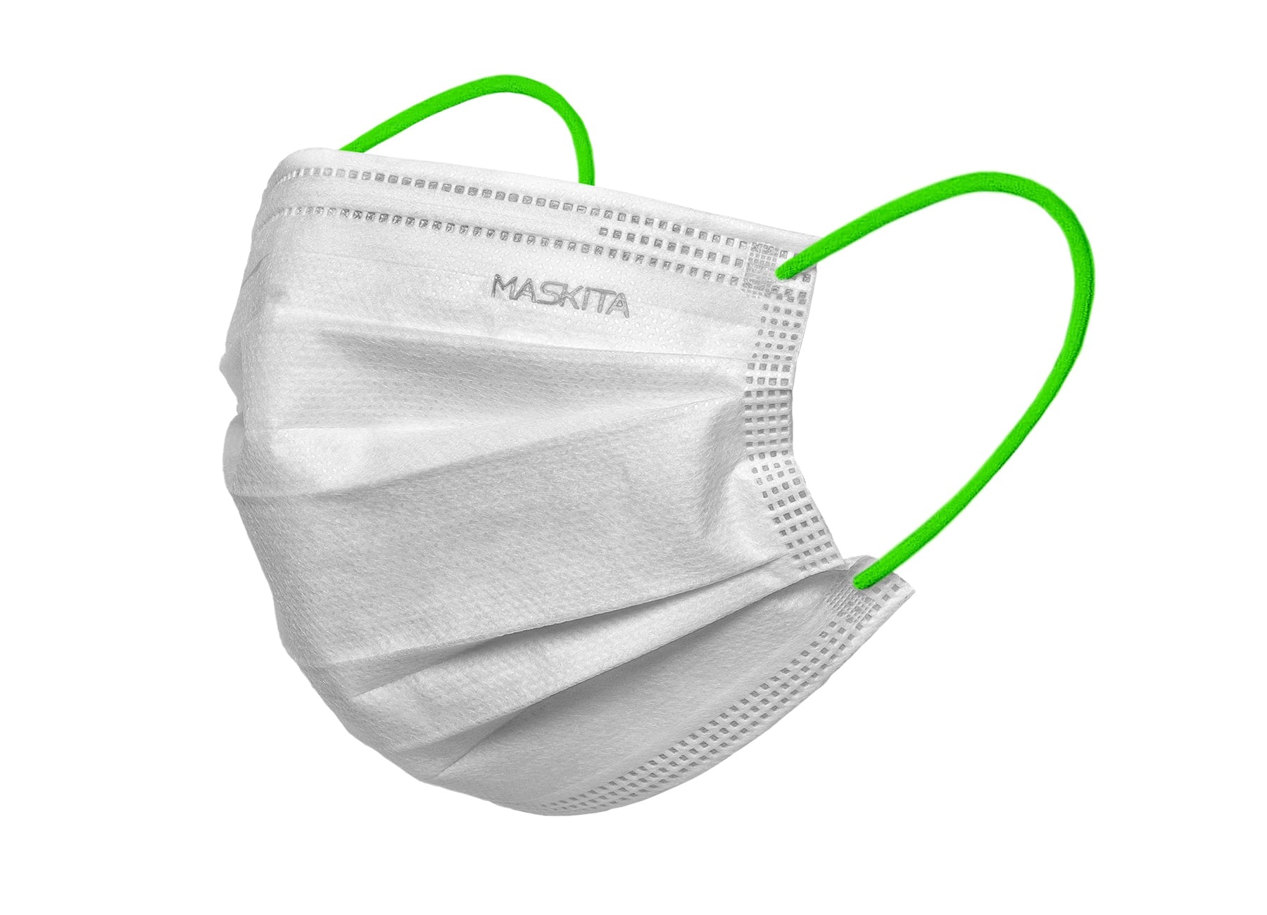 MASCHERINA 3 VELI 10 PEZZI BIANCA ELASTICI VERDE FLUO MASKITA - DM