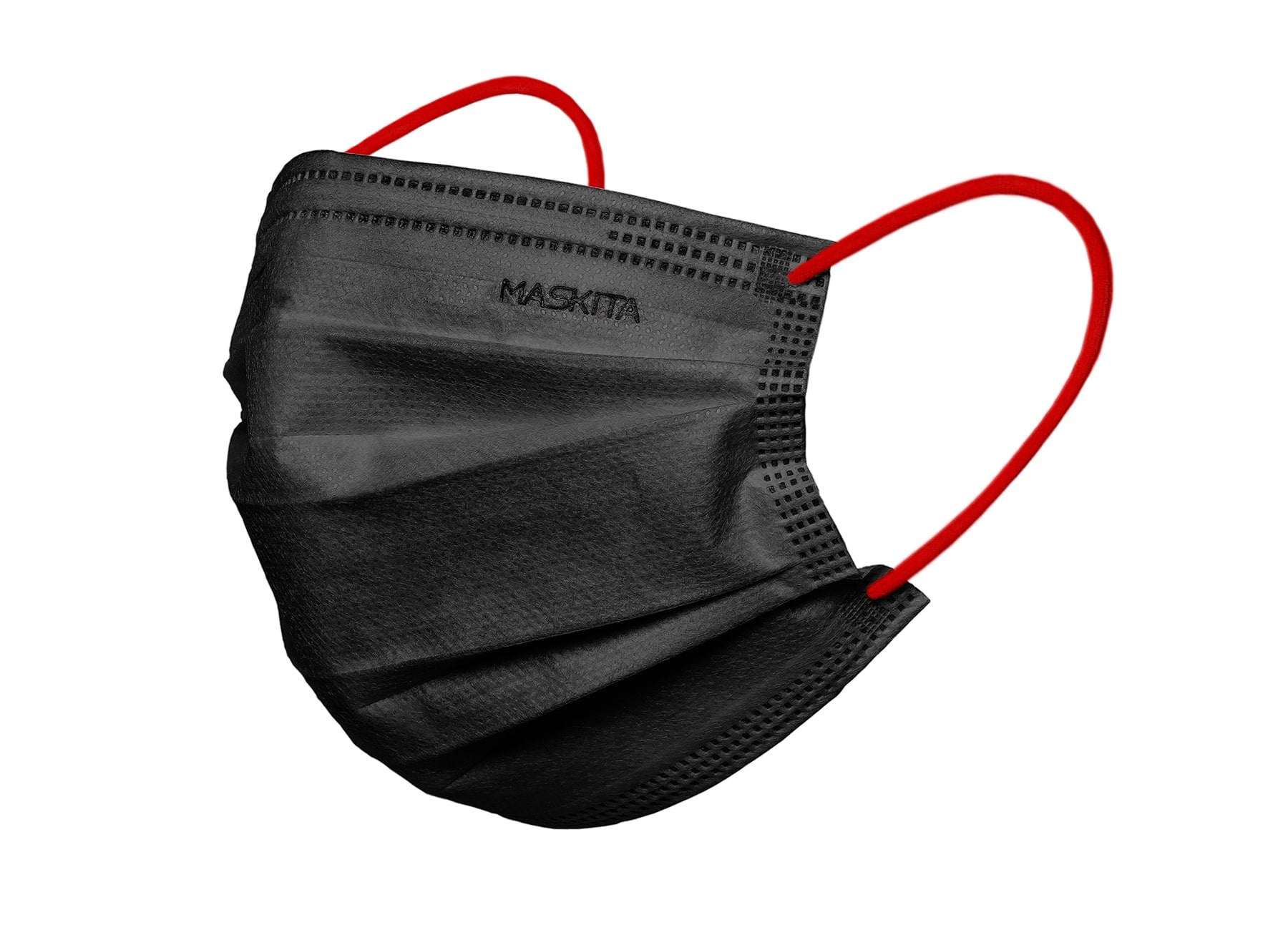 MASCHERINA 3 VELI 10 PEZZI NERA/ELASTICO ROSSO MASKITA - DM