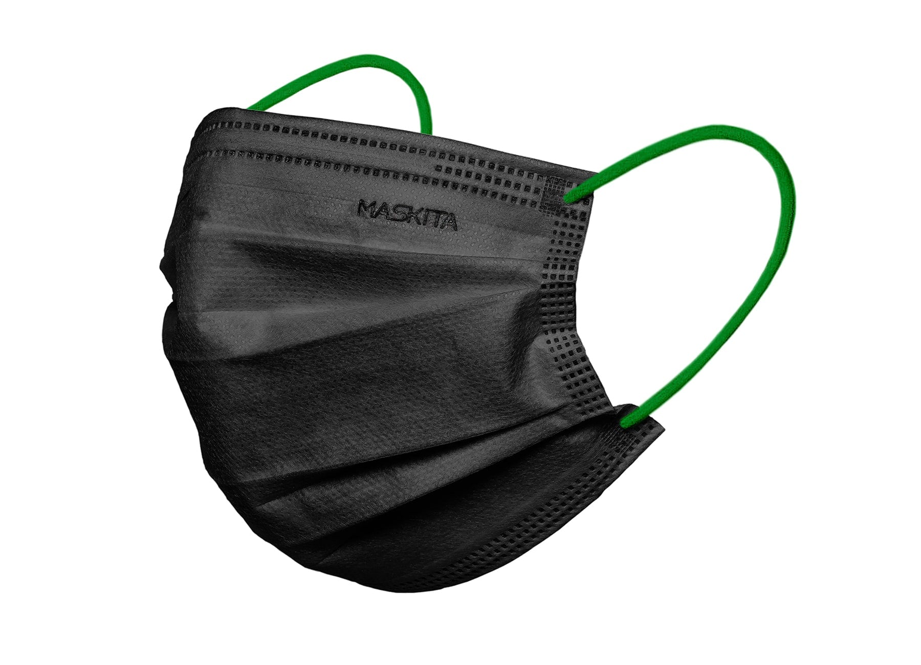 MASCHERINA 3 VELI 10 PEZZI NERA/ELASTICO VERDE MASKITA - DM