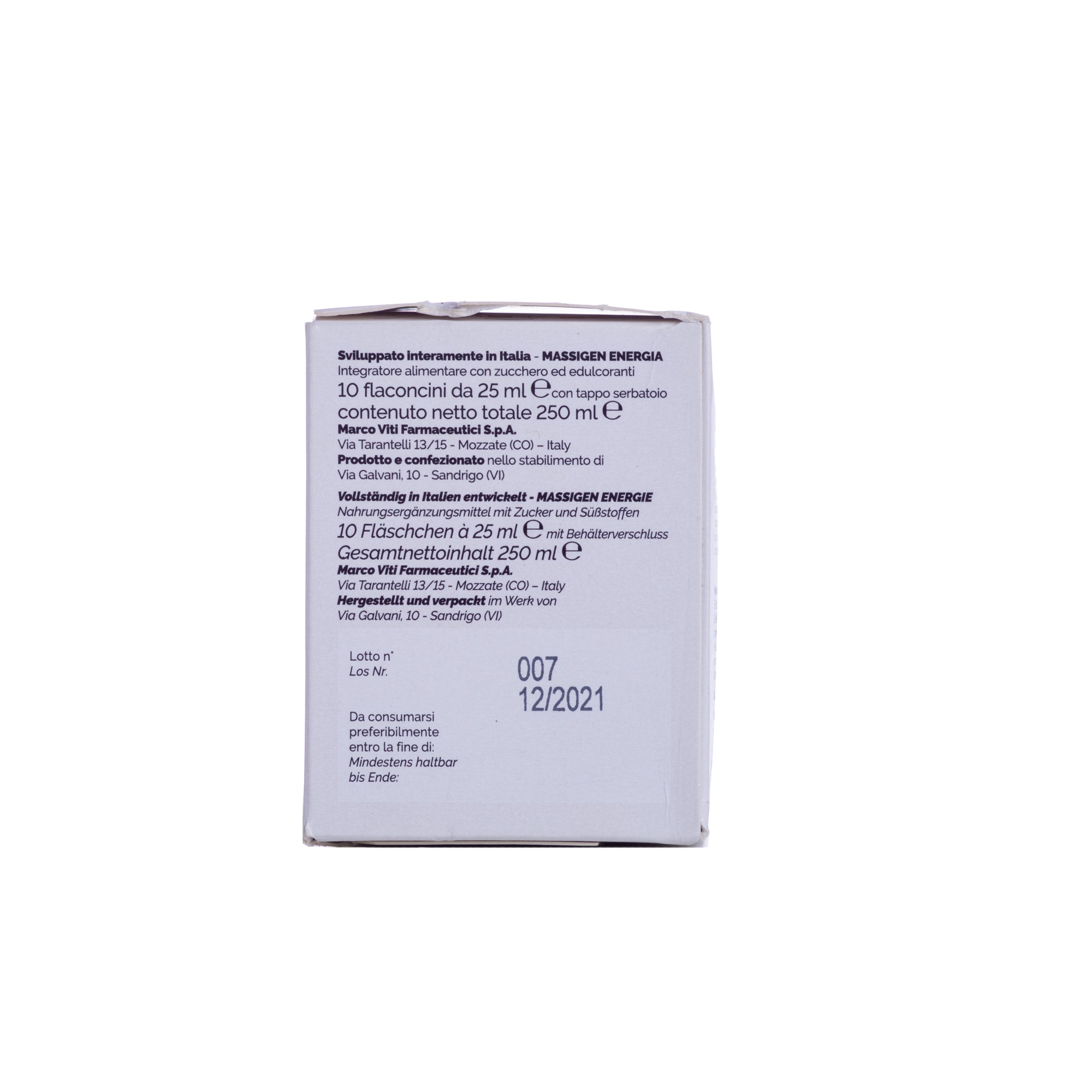 MASSIGEN ENERGIA 10FLLX25ML GUSTO AMARENA