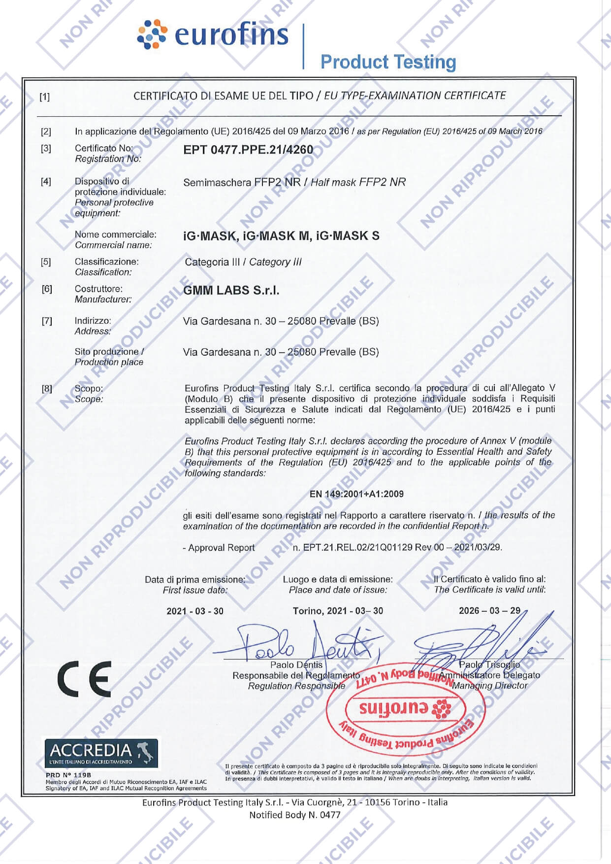 MASCHERINA FFP2 GIALLO TAGLIA L IG MASK (EKIPLABS) - DPI