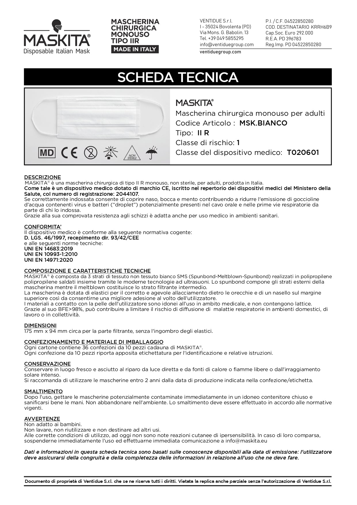 MASCHERINA 3 VELI 10 PEZZI BIANCA ELASTICO ARANCIO FLUO MASKITA - DM