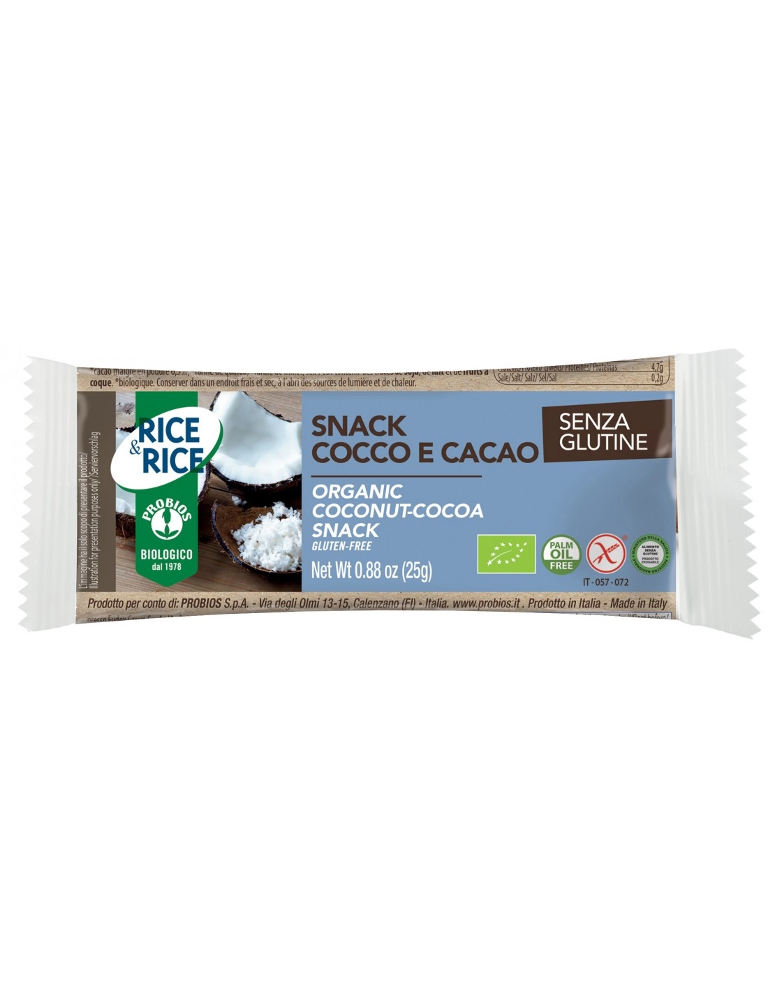 R&R SNACK DI RISO COCCO E CACAO 25G