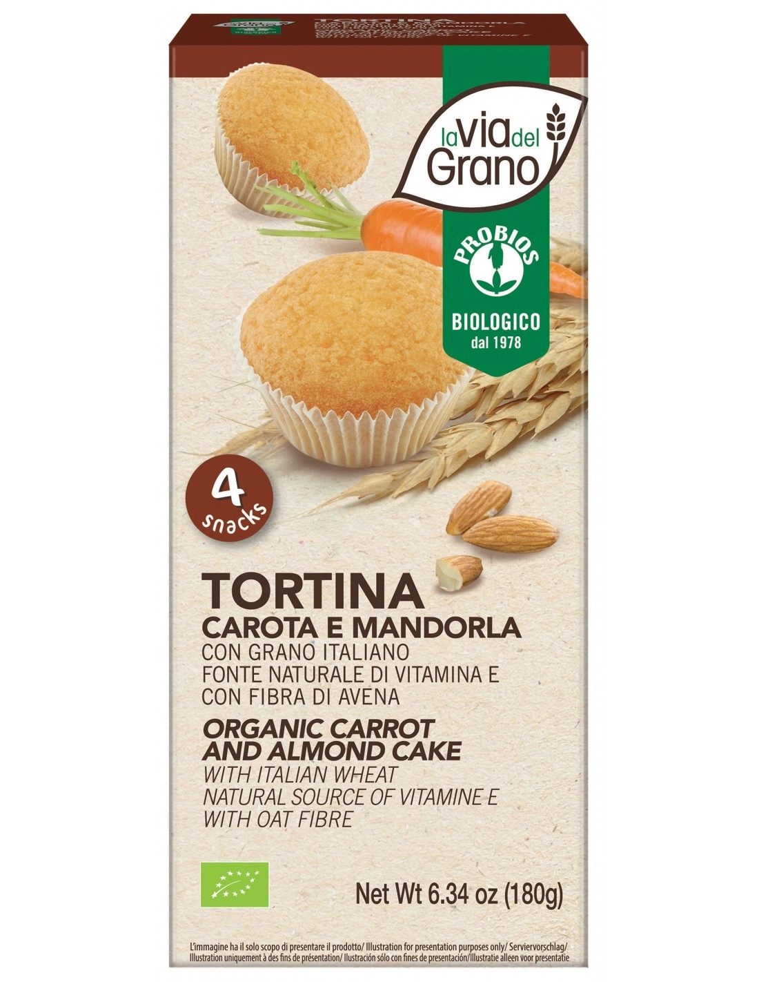 TORTINA CAROTE E MANDORLA 4X45G