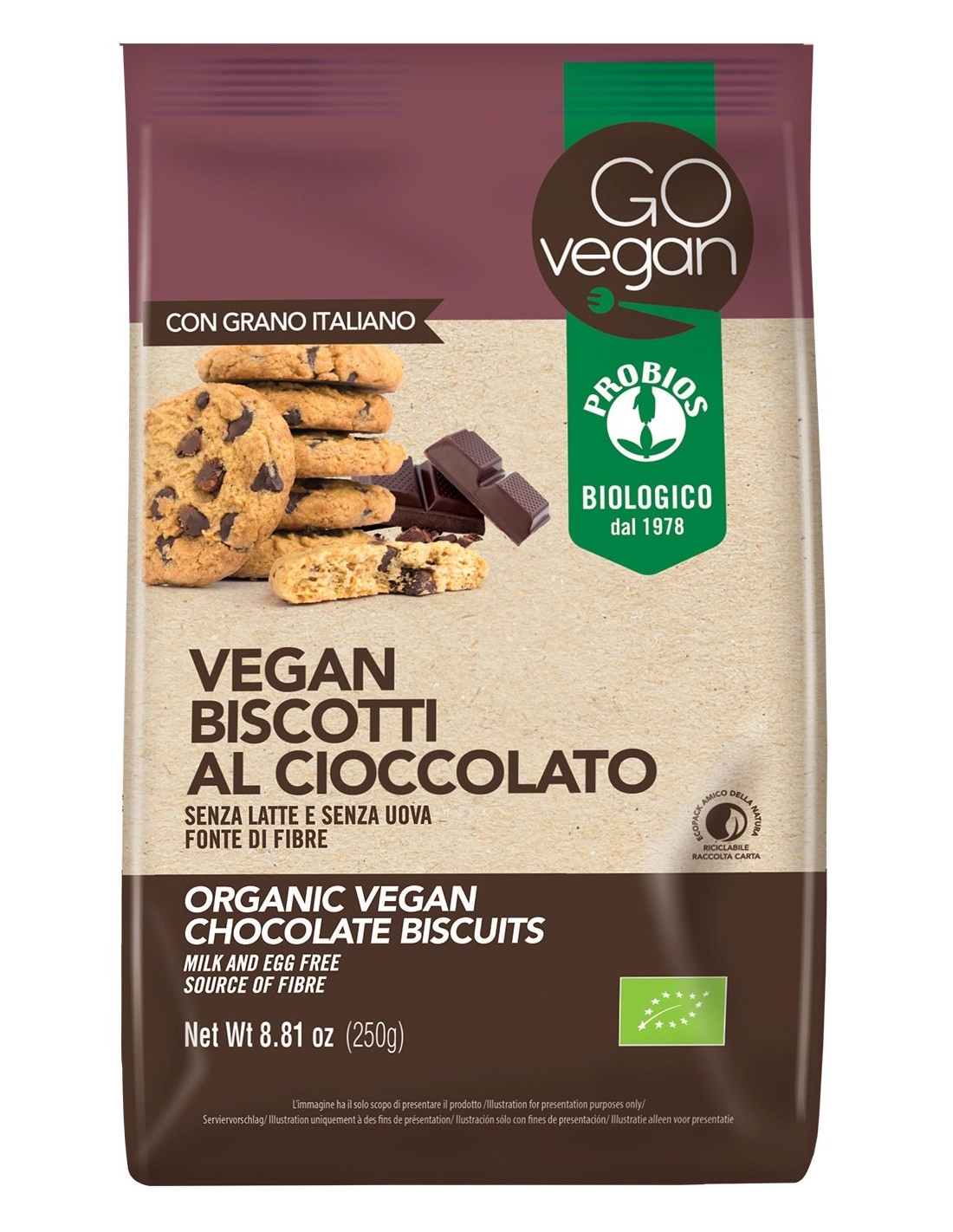 VEGAN BISCOTTI CIOCCOLATO 250G