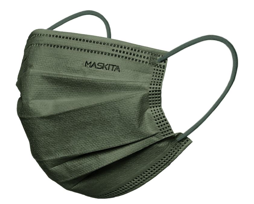 MASCHERINA 3 VELI OLIVA ELASTICO OLIVA 10 PEZZI