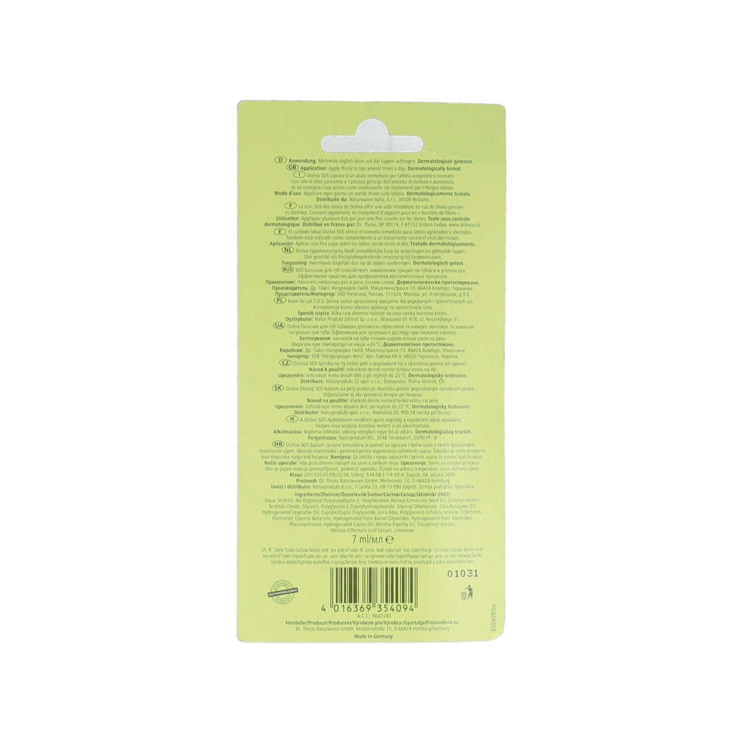 DOLIVA SOS LIPCARE 7ML N/F NATURWAREN                                           #CCP_VIS#