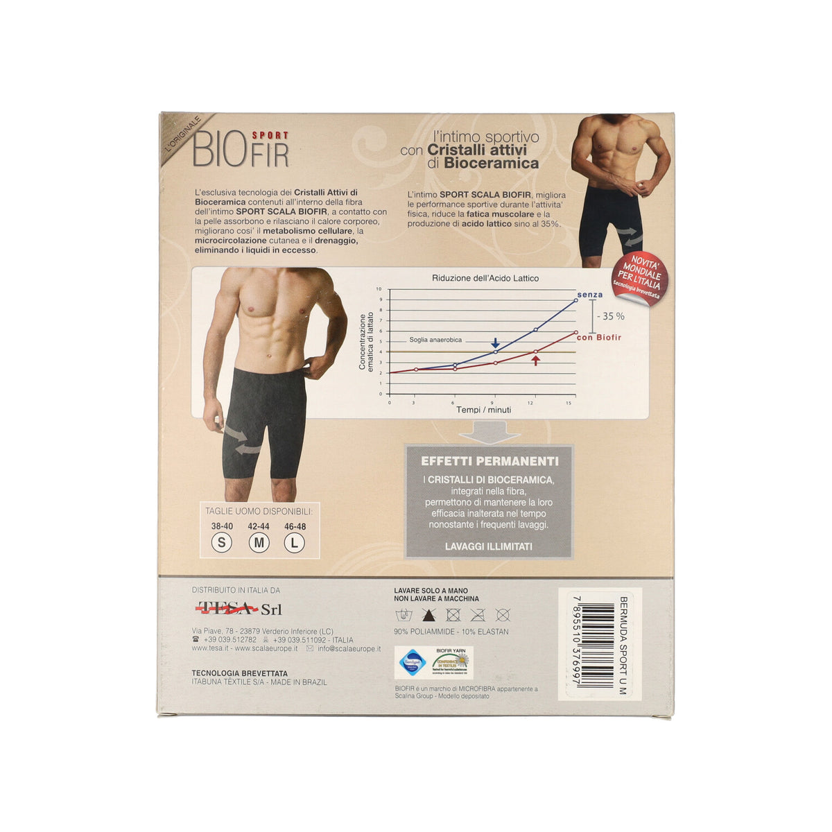 BERMUDA BIOFIR SPORT UOMO NERO - M