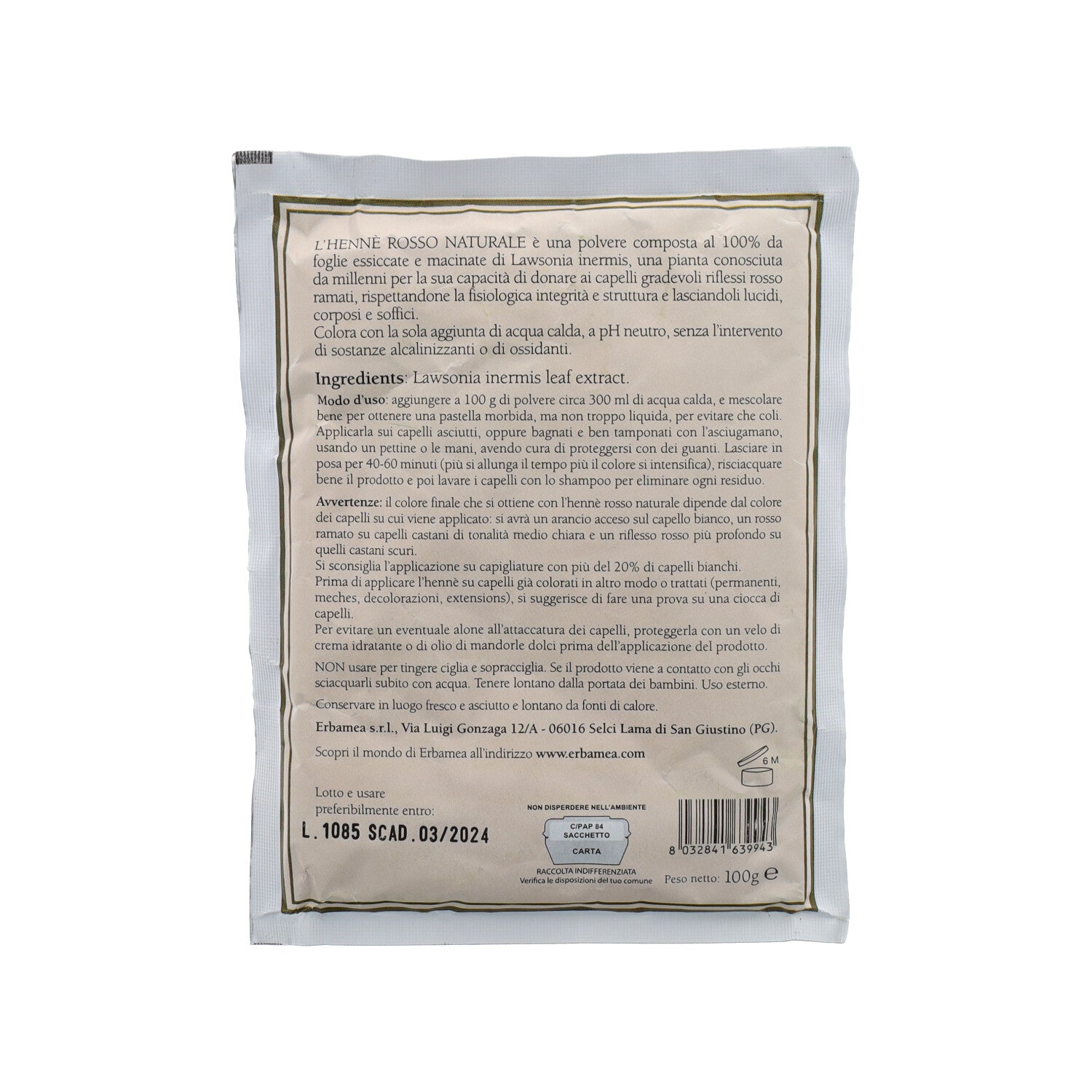 HENNE' ROSSO NATURALE 100G